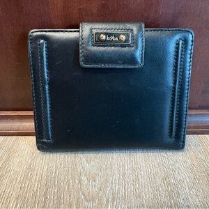 Kooba Black Luxury Leather Sleek Basic Modern Elegant Snap Passport Wallet GUC